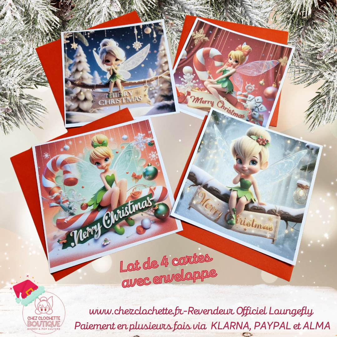 Lot de 4 cartes Fée Clochette Christmas – Chez Clochette Boutique
